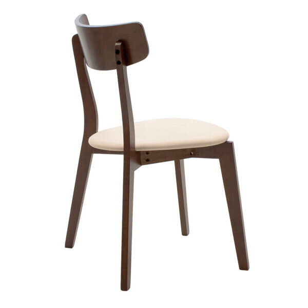 Καρέκλα Toto pakoworld μπεζ ύφασμα-rubberwood καρυδί πόδι - Image 2