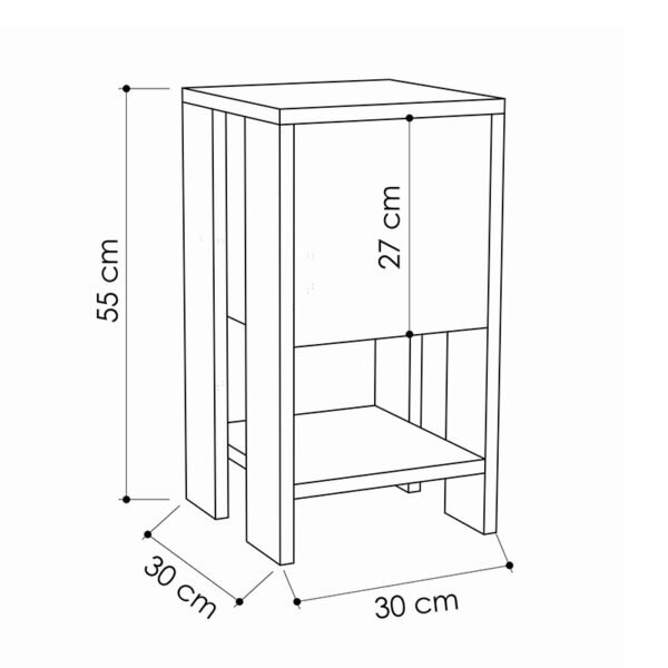 Κομοδίνο Ema pakoworld χρώμα λευκό 30x30x55εκ - Image 3