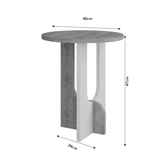 Βοηθητικό τραπέζι Luna pakoworld φυσικό-λευκό Φ40x47εκ - Image 3