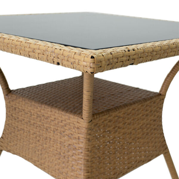 Τραπέζι Laura pakoworld μέταλλο-pe rattan φυσικό 80x80x75εκ - Image 3