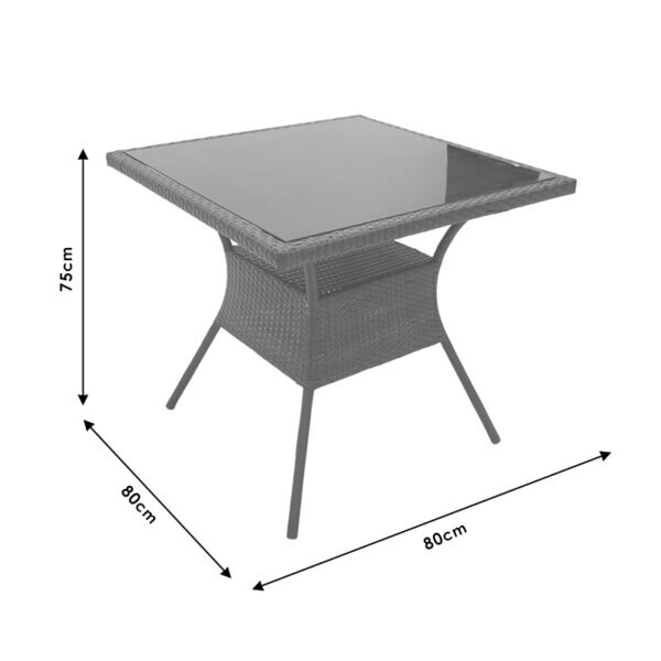 Τραπέζι Laura pakoworld μέταλλο-pe rattan φυσικό 80x80x75εκ - Image 4