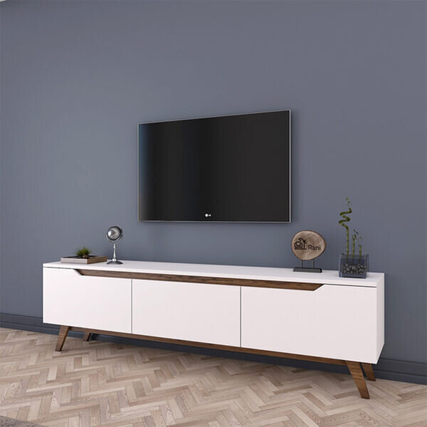 Έπιπλο τηλεόρασης Kasandra pakoworld λευκό-καρυδί 180x35x48,5εκ - Image 2