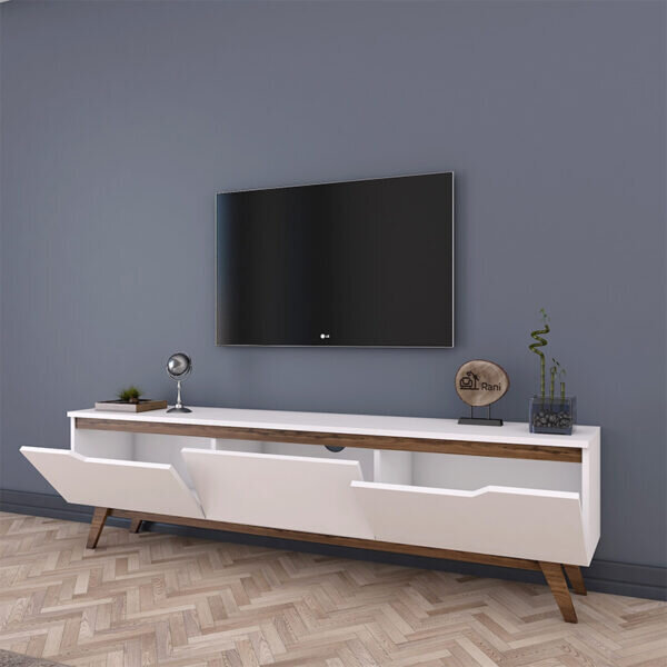 Έπιπλο τηλεόρασης Kasandra pakoworld λευκό-καρυδί 180x35x48,5εκ - Image 3