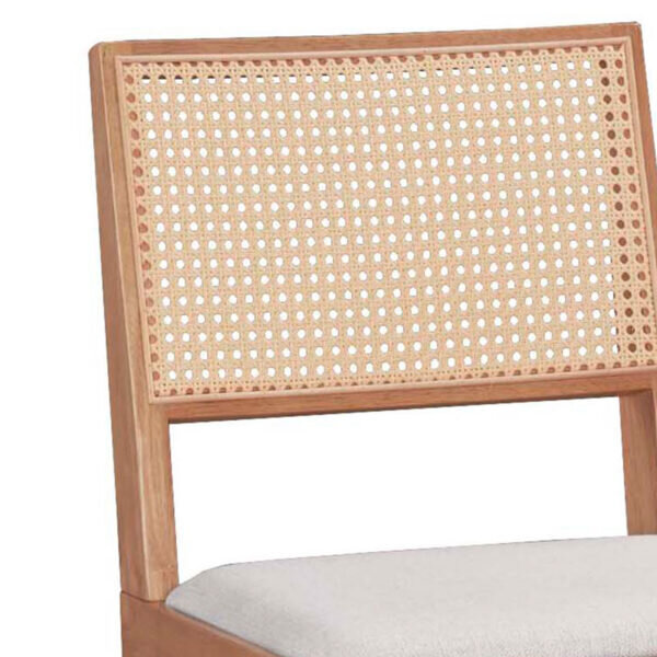 Καρέκλα Winslow pakoworld ξύλο rubberwood ανοικτό καρυδί-pvc rattan φυσικό-ύφασμα γκρι - Image 2