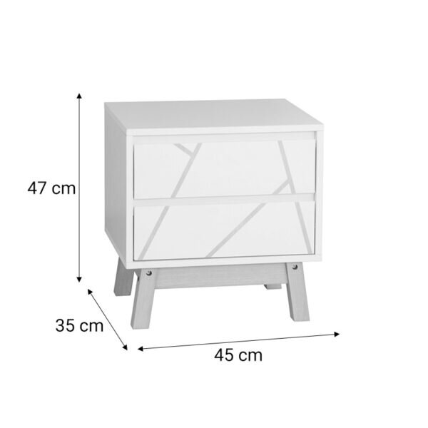 Κομοδίνο Aria pakoworld λευκό-φυσικό 45x35x47 εκ - Image 3