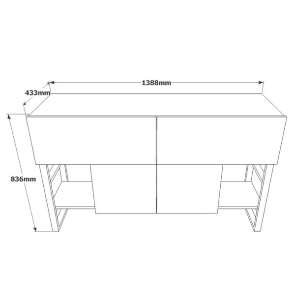 Μπουφές Jaydon pakoworld μελαμίνης φυσικό-μαύρο 139x43x83.5εκ - Image 5