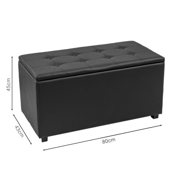 Σκαμπό-μπαούλο Corben pakoworld pu μαύρο 80x43x45εκ - Image 5