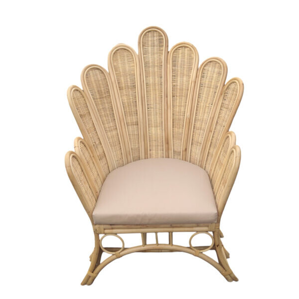 Πολυθρόνα Fragia Inart με μπεζ μαξιλάρι-φυσικό rattan 103x90x120εκ - Image 2