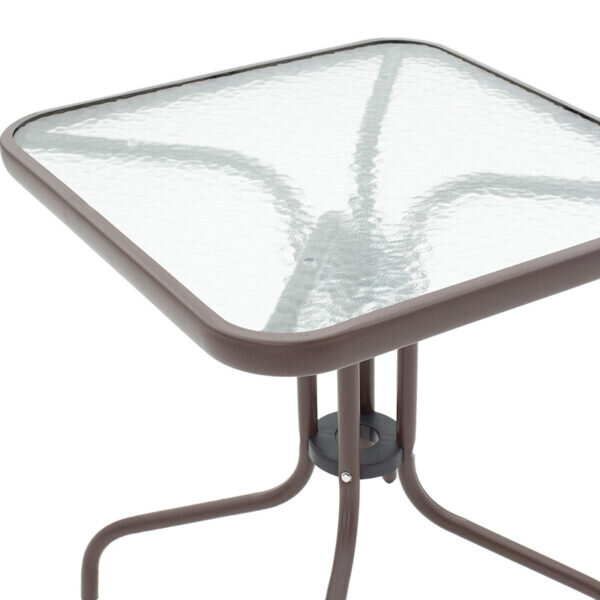 Τραπέζι Watson pakoworld μέταλλο καφέ-γυαλί 60x60x70εκ - Image 3