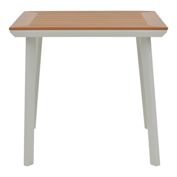 Τραπέζι Synergy pakoworld αλουμίνιο λευκό-plywood φυσικό 80x80x74εκ - Image 2