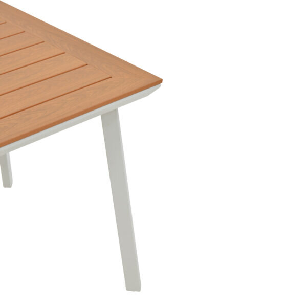 Τραπέζι Synergy pakoworld αλουμίνιο λευκό-plywood φυσικό 80x80x74εκ - Image 4