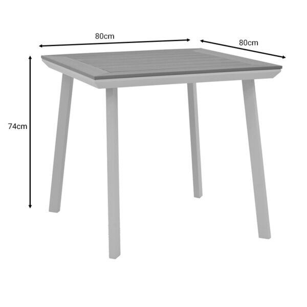 Τραπέζι Synergy pakoworld αλουμίνιο λευκό-plywood φυσικό 80x80x74εκ - Image 5