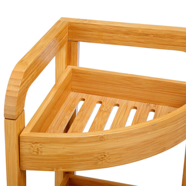 Ραφιέρα επιδαπέδια 3όροφη Jabez pakoworld bamboo φυσικό 23x23x61εκ - Image 3
