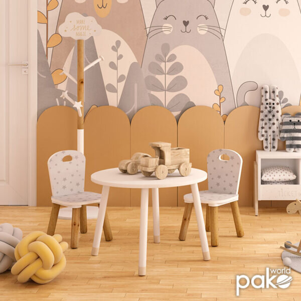 Παιδικό τραπεζάκι Playful pakoworld λευκό-φυσικό Φ60x43,5εκ - Image 2
