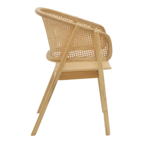Πολυθρόνα Wenzy pakoworld φυσικό Rattan - μασίφ ξύλο toon 58x58x82εκ - Image 3