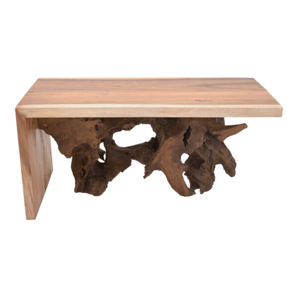 Τραπέζι σαλονιού Cardi Inart καρυδί teak ξύλο 110x60x50εκ - Image 2
