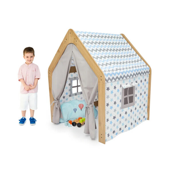 Παιδικό σπίτι Montessori Hosnele pakoworld φυσικό-λευκό-μπλε mdf 95x90x114εκ - Image 2