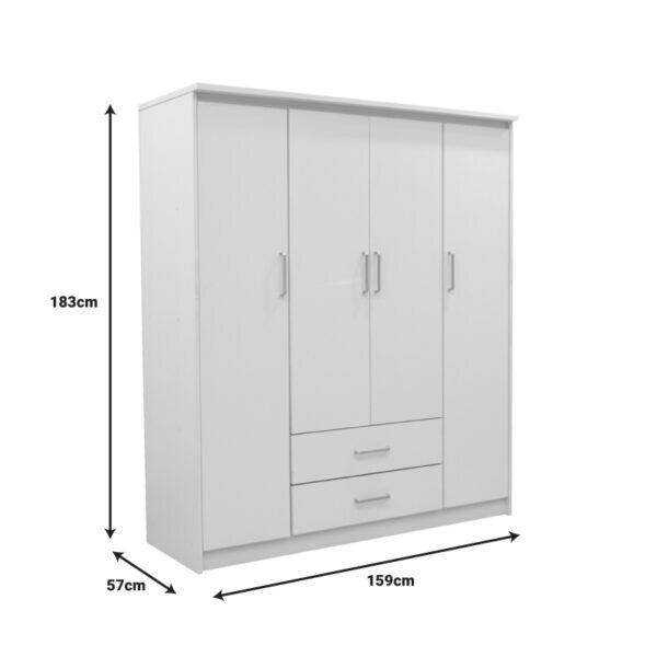 Ντουλάπα ρούχων τετράφυλλη Olympus pakoworld λευκό 159x57x183εκ - Image 4