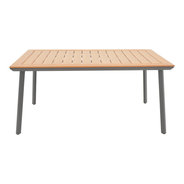 Τραπέζι Griffith pakoworld μαύρο αλουμίνιο και plywood σε φυσική απόχρωση 160x80x74εκ - Image 2