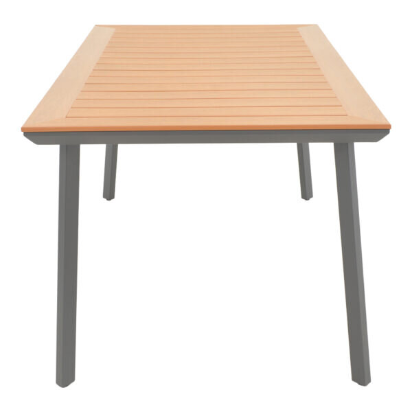 Τραπέζι Griffith pakoworld μαύρο αλουμίνιο και plywood σε φυσική απόχρωση 160x80x74εκ - Image 3