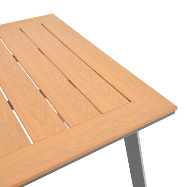 Τραπέζι Griffith pakoworld μαύρο αλουμίνιο και plywood σε φυσική απόχρωση 160x80x74εκ - Image 4
