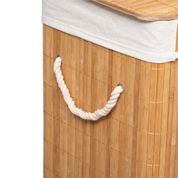 Καλάθι απλύτων Natural pakoworld χρώμα φυσικό-λευκό 40x30x50εκ - Image 2