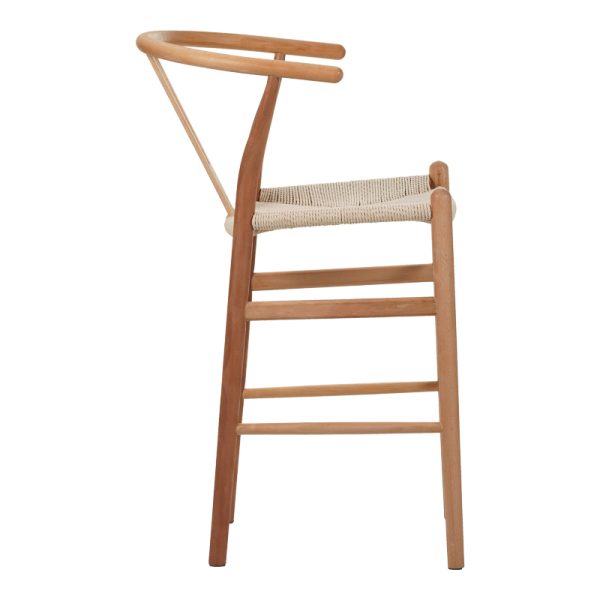 Σκαμπό μπαρ Wishbone pakoworld rubberwood-σχοινί σε φυσική απόχρωση 55x49x108εκκ - Image 3