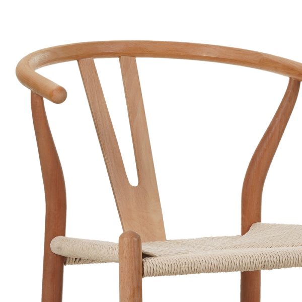 Σκαμπό μπαρ Wishbone pakoworld rubberwood-σχοινί σε φυσική απόχρωση 55x49x108εκκ - Image 6
