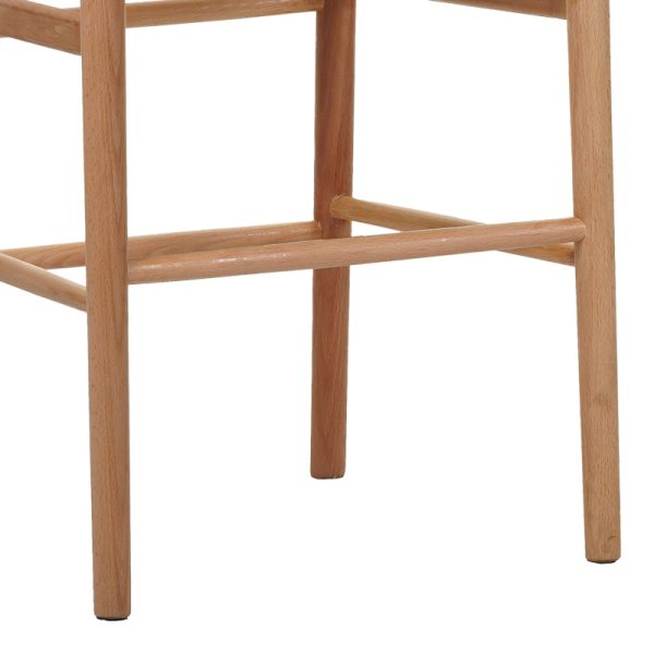 Σκαμπό μπαρ Wishbone pakoworld rubberwood-σχοινί σε φυσική απόχρωση 55x49x108εκκ - Image 7