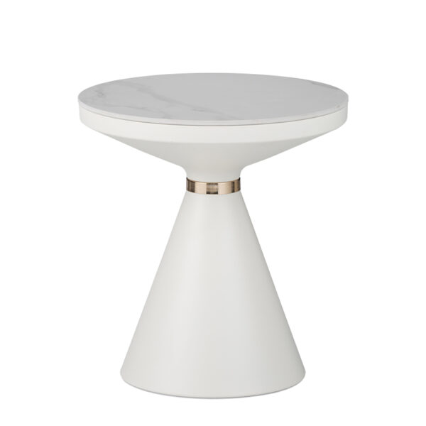 Βοηθητικά τραπέζια Coozlin Inart sintered stone σε απόχρωση λευκό μαρμάρου με λευκό-χρυσό μέταλλο - Image 2