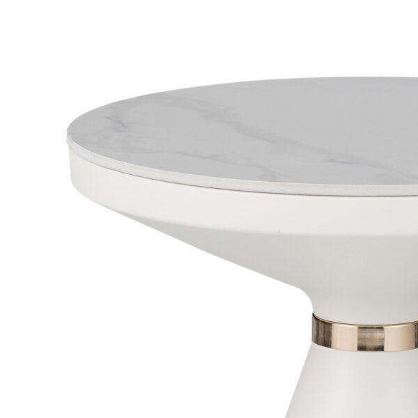 Βοηθητικά τραπέζια Coozlin Inart sintered stone σε απόχρωση λευκό μαρμάρου με λευκό-χρυσό μέταλλο - Image 3