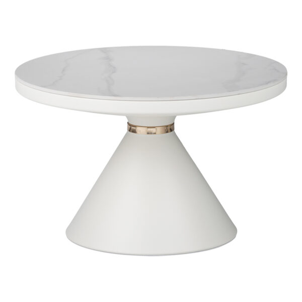 Βοηθητικά τραπέζια Coozlin Inart sintered stone σε απόχρωση λευκό μαρμάρου με λευκό-χρυσό μέταλλο - Image 5