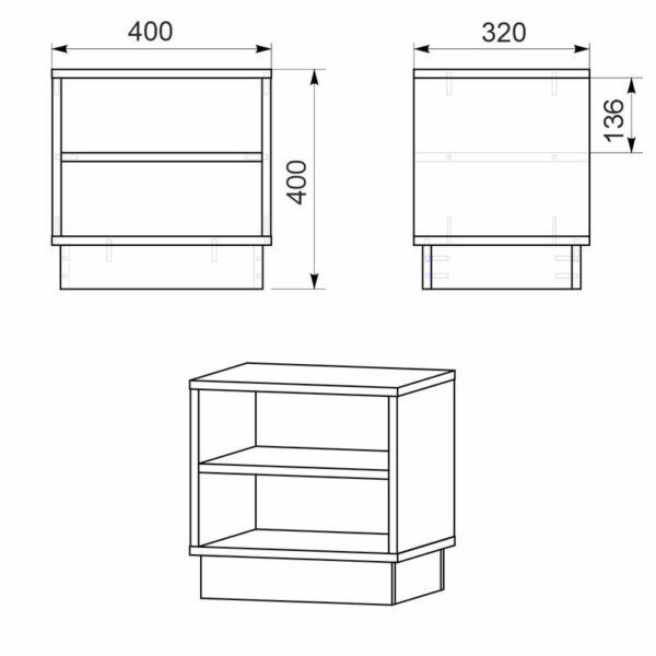 Κομοδίνο Mason pakoworld λευκό 40x32x40εκ - Image 3