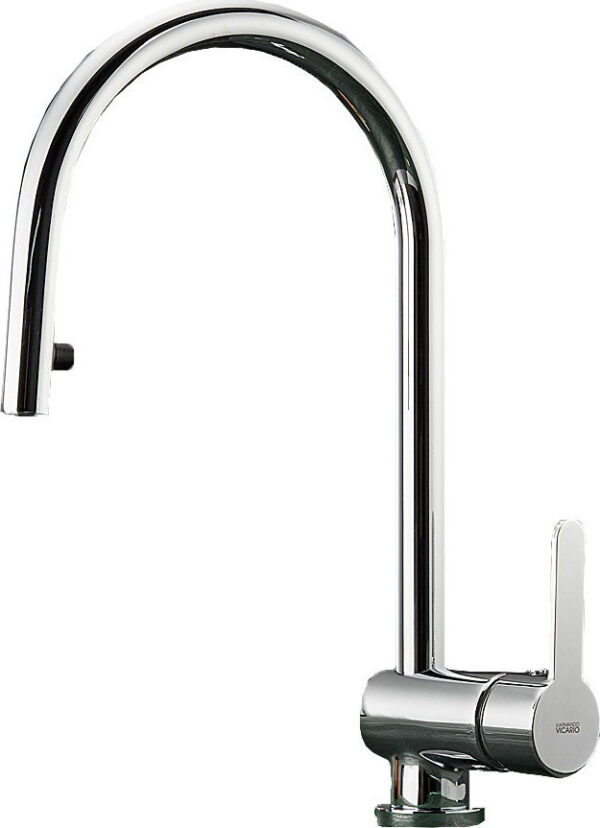 Μπαταρία Κουζίνας Πάγκου Armando Vicario Base 15780-100 Με Υψηλό Περιστρεφόμενο Ρουξούνι και Συρόμενο Ντουζ και Άθραυστο Σπιράλ  Χρωμέ
