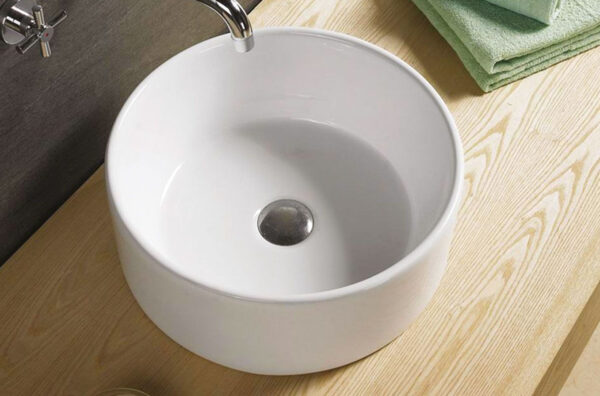 Νιπτήρας Μπάνιου Λευκός Πορσελάνης Tema Style 40 x 40 cm Κυκλικός Επικαθήμενος χωρίς Οπή για Βρύση