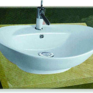Νιπτήρας Μπάνιου Πορσελάνης Λευκός Gloria Bel-Kayak 17-4840 59 x 39 εκ. Επικαθήμενος Οβάλ με Οπή για Βρύση