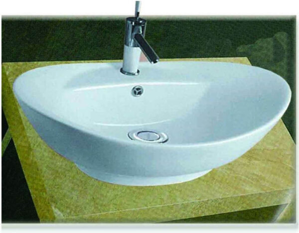 Νιπτήρας Μπάνιου Πορσελάνης Λευκός Gloria Bel-Kayak 17-4840 59 x 39 εκ. Επικαθήμενος Οβάλ με Οπή για Βρύση