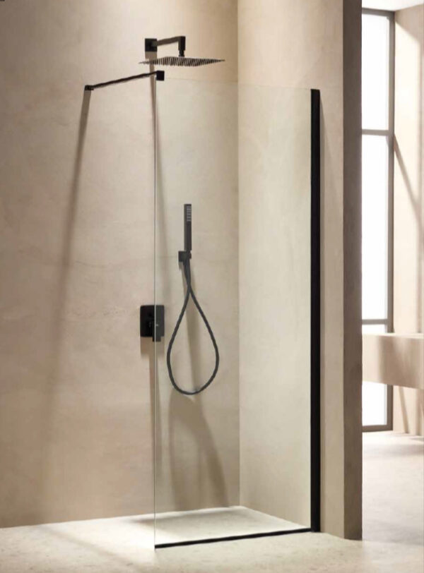Διαχωριστικό Ντουζιέρας Tema Free 100x195cm Walk-In Black Matt WA 100195 N