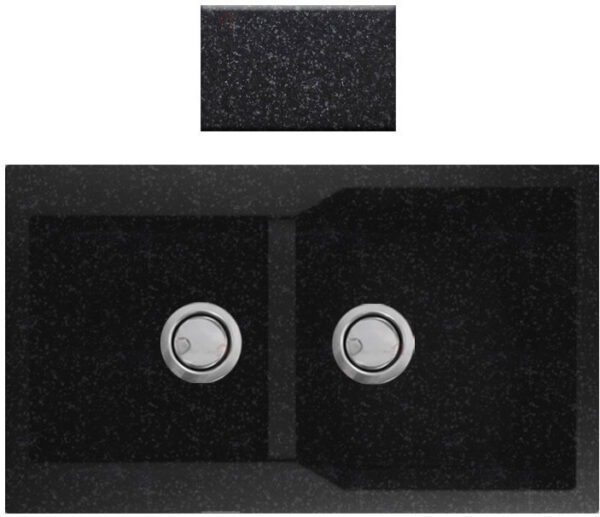Νεροχύτης Γρανιτένιος Ένθετος Sanitec Ultra Granite 804 (86X50) Graphite Βαρέως Τύπου με 2 Ανισομερείς Γούρνες