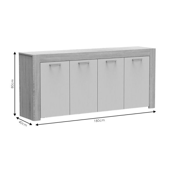 Μπουφές Haven pakoworld sonoma-λευκό 180x40x80εκ - Image 4