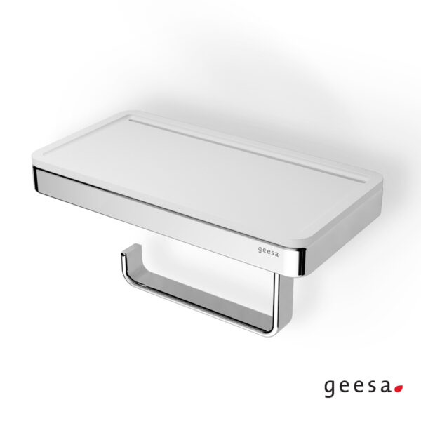 Χαρτοθήκη με Εταζέρα Ορειχάλκινη Geesa Frame 8824-300 White Matt