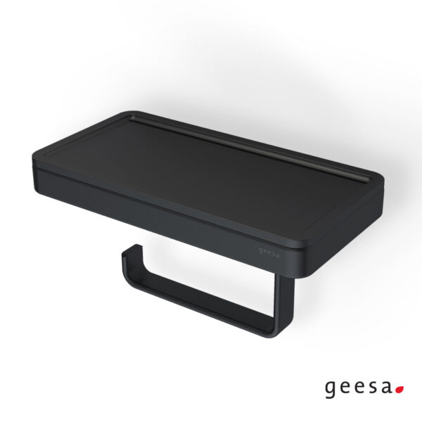 Χαρτοθήκη με Εταζέρα Ορειχάλκινη Geesa Frame 8824-400 Black Matt