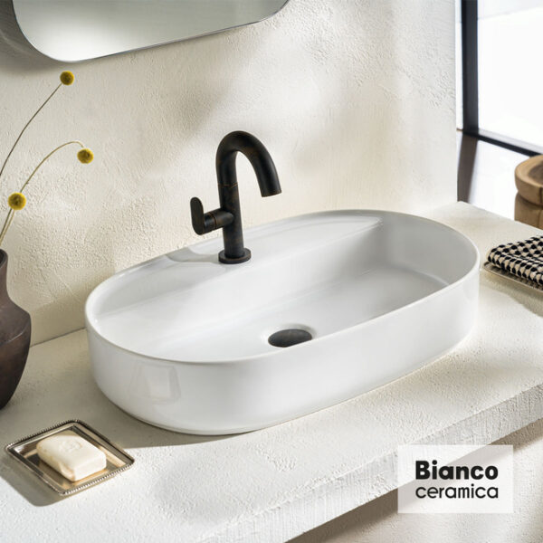 Νιπτήρας Πορσελάνης Επιτραπέζιος Bianco Ceramica Orbit 31060-300 60x40cm