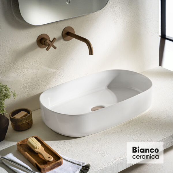 Νιπτήρας Πορσελάνης Επιτραπέζιος Bianco Ceramica Uma 31055-300 55x36cm