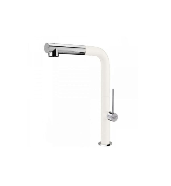 Μπαταρία Κουζίνας Πάγκου Armando Vicario Tozo 48580-300 White Με Υψηλό Περιστρεφόμενο Kορμό και Συρόμενο Ντους 2 Λειτουργιών.