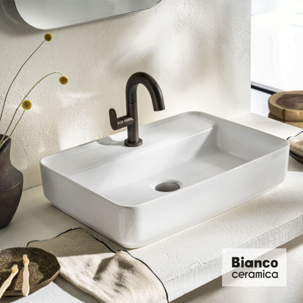 Νιπτήρας Πορσελάνης Επιτραπέζιος Bianco Ceramica Crest 39055-300 55x40cm