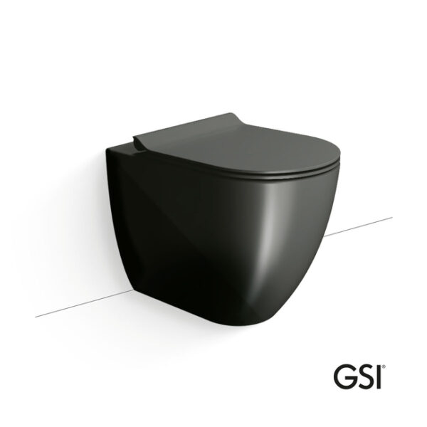 Λεκάνη Επιδαπέδια Υψηλής Πίεσης back to wall 55cm GSI 880300SC-401 Ardesia Pura Swirlflush Με Αποσπώμενο Κάλυμμα Βακελίτη