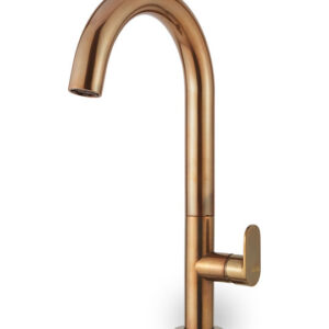 Μπαταρία Νιπτήρα Αναμεικτική Ψηλή Armando Vicario Slim Natural Brass 500041-225 Με Βαλβίδα Κλικ-Κλακ