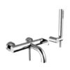Μπαταρία Λουτρού Armando Vicario Slim Chrome 500100-100  Χρωμέ με Tηλέφωνο Anticalcare, Επίτοιχο Στήριγμα Τηλεφώνου και Άθραυστο Σπιράλ 1,5m