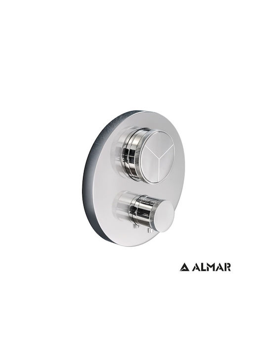 Almar Thermo Θερμοστατικός Μίκτης Εντοιχισμού 3 Εξόδων και Κιτ Εντοιχισμού E176633-100 E134001 Χρωμέ